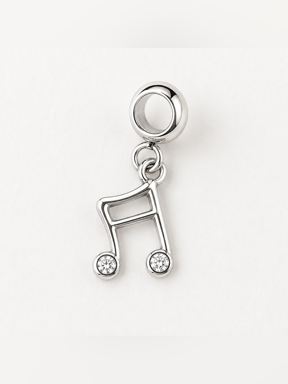 Pandora Style Silver Music Note Dangle Charm CZ